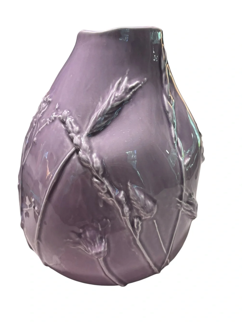 Anthropologie large rare & retired Lavender botanical Textured ceramic Vase